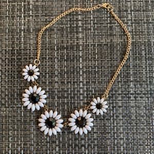Short black,white, gold flower necklace!